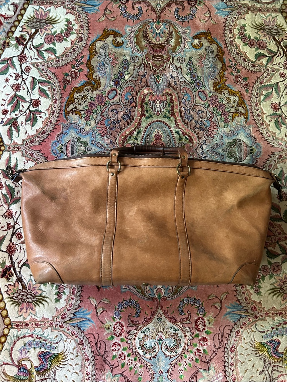 Allen Edmonds USA Made Brown Saddle Leather Weekend Duffle - Picture 4 of 8